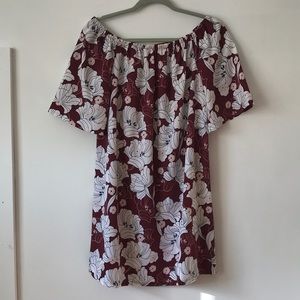 Kensie Tropical Mod Floral Burgundy Mini Dress
